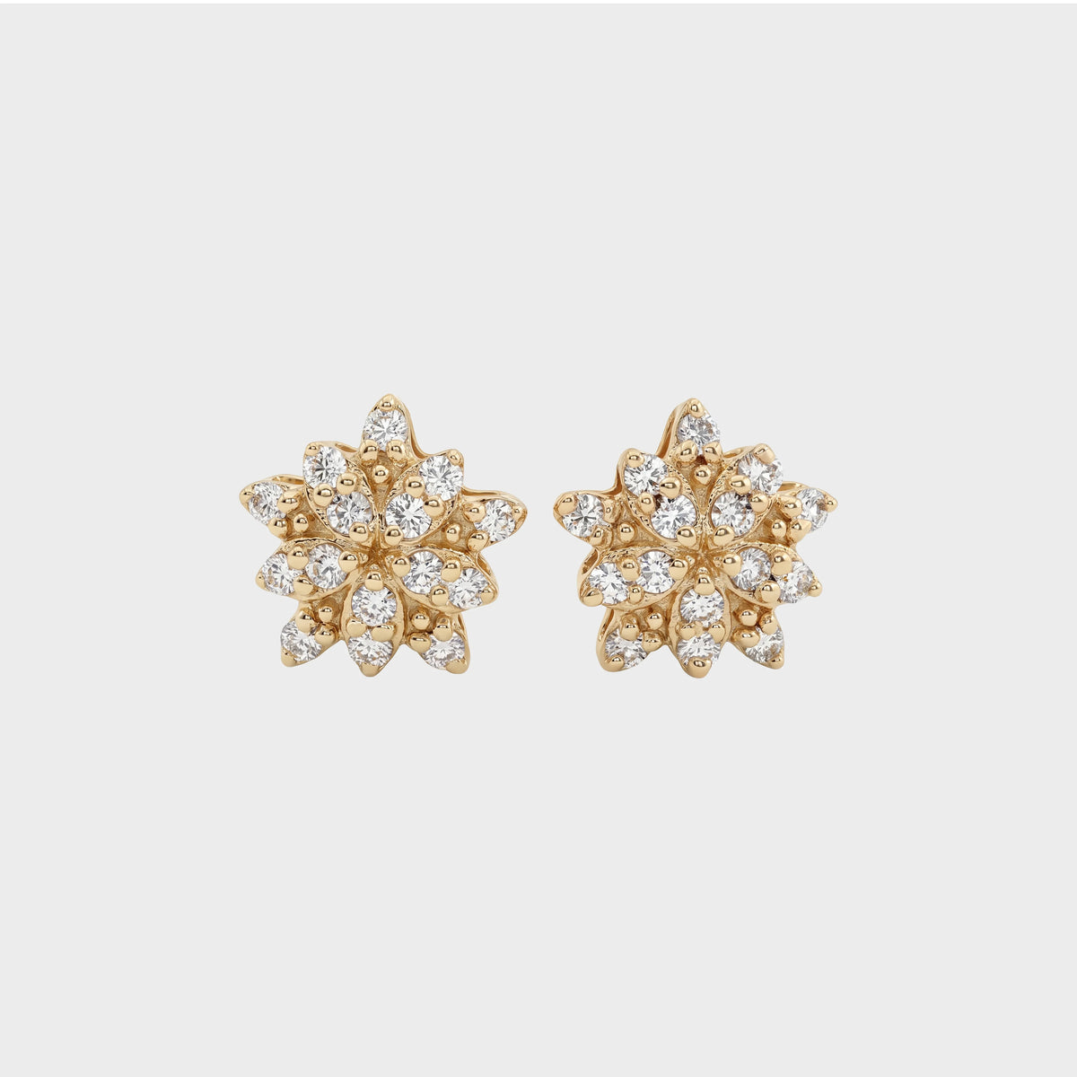 Round Cut Natural Diamond Floral Style Dainty Stud Earrings