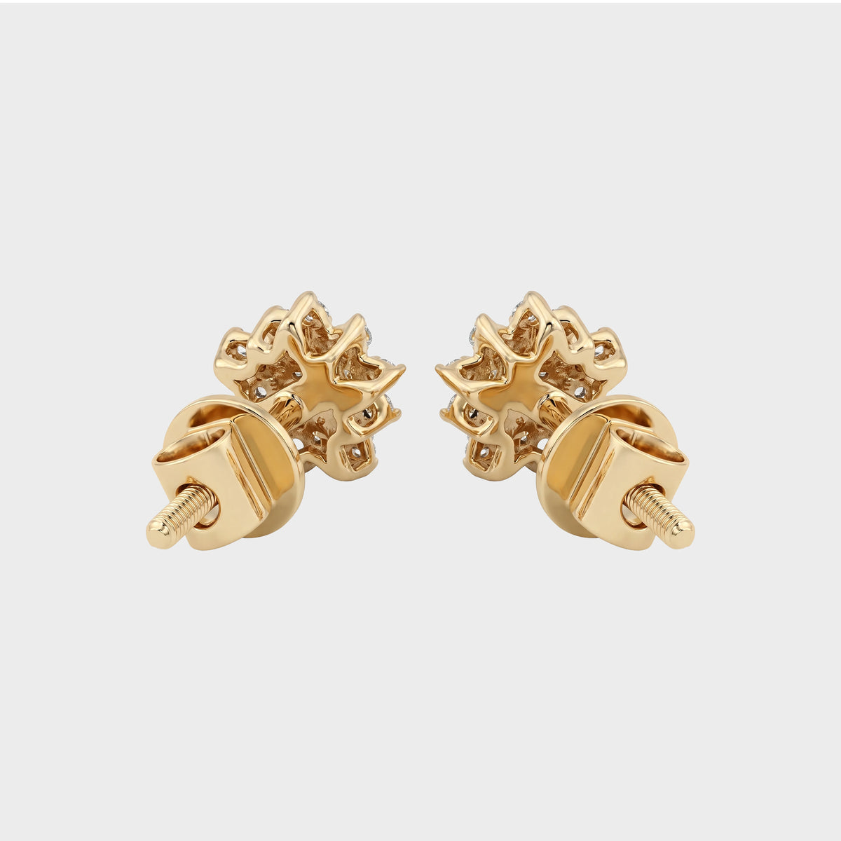 Round Cut Natural Diamond Floral Style Dainty Stud Earrings