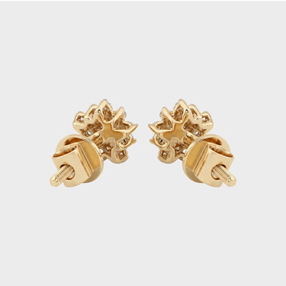 Round Cut Natural Diamond Floral Style Dainty Stud Earrings