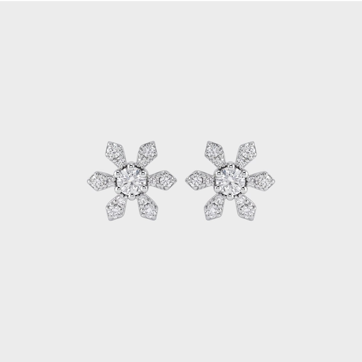 Round Natural Diamond Flower Stud Earrings