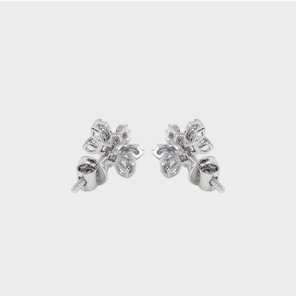 Round Cut Lab Diamond Dainty Flower Stud Earrings