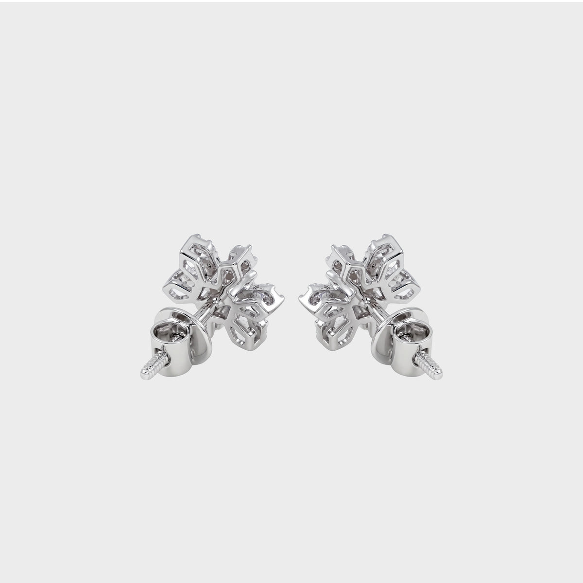 Round Natural Diamond Flower Stud Earrings