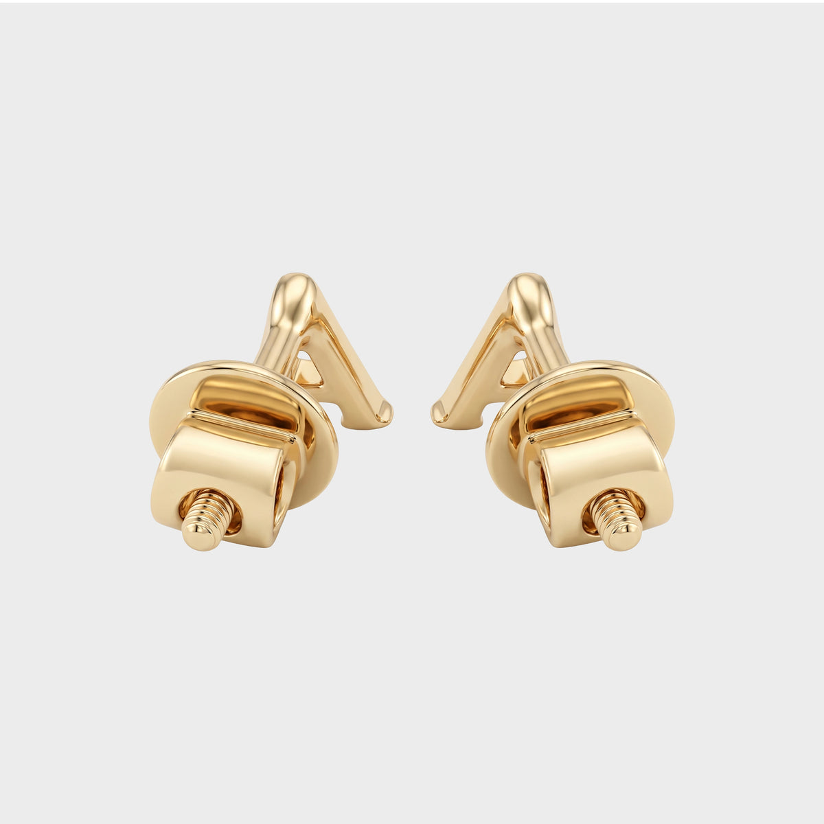 Round Cut Natural Diamond Letter Stud Earrings