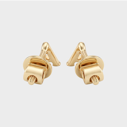 Round Cut Natural Diamond Letter Stud Earrings