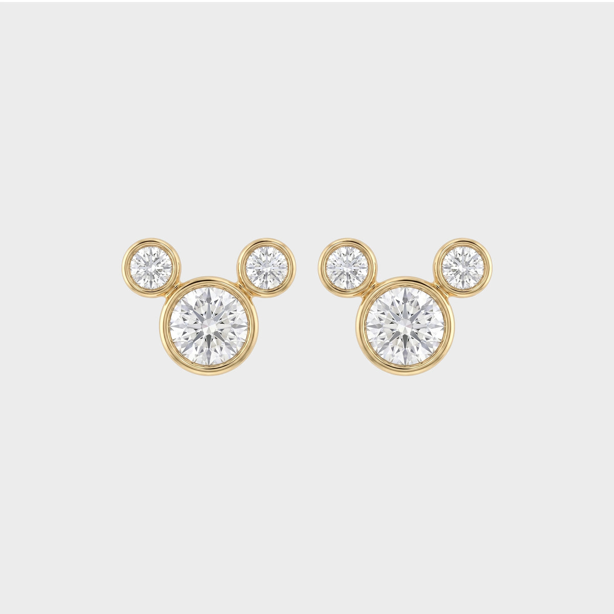 Earth Mined Round Diamond Micky Mouse Stud Earrings