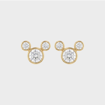 Earth Mined Round Diamond Micky Mouse Stud Earrings