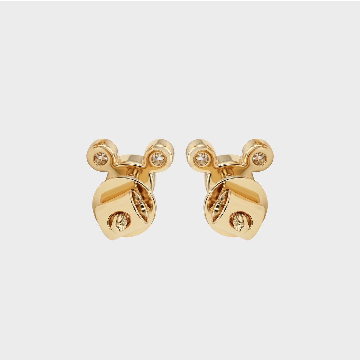 Earth Mined Round Diamond Micky Mouse Stud Earrings