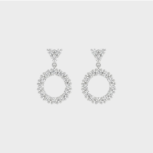 Open Circle Round Natural Diamond Earrings