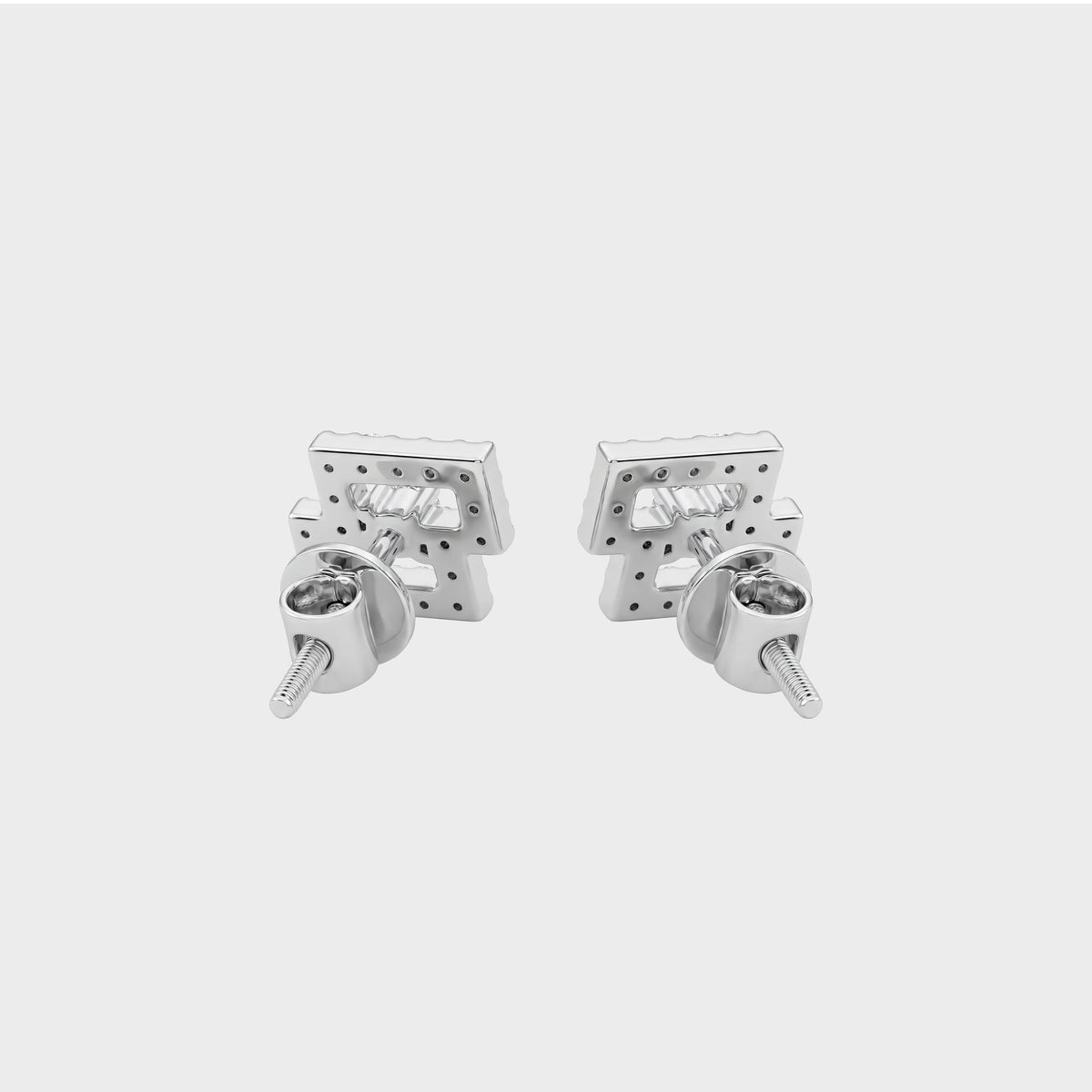 Rectangle Shape Round Cut Natural Diamond Cluster Earrings