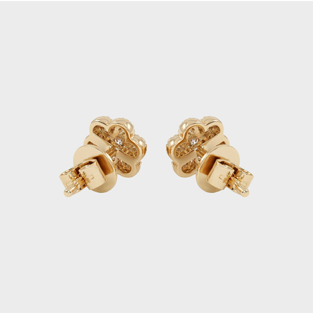 Natural Round Diamond Dainty Flower Stud Earrings