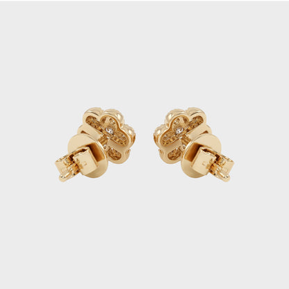 Round Shape Lab Diamond Floral Stud Earrings