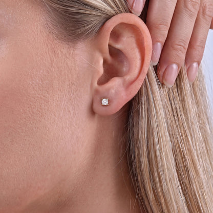 2.10 MM Round Diamond Solitaire Stud Earrings