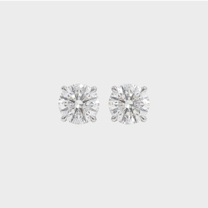 Round Cut Lab Grown Diamond Solitaire Stud Earrings