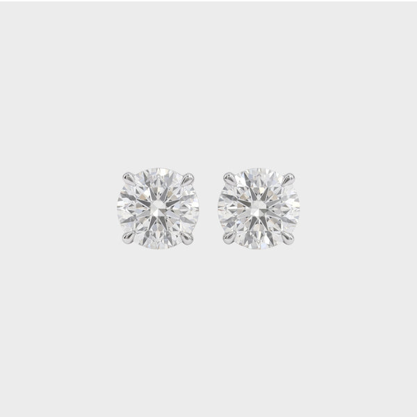 Round Cut Lab Grown Diamond Solitaire Stud Earrings