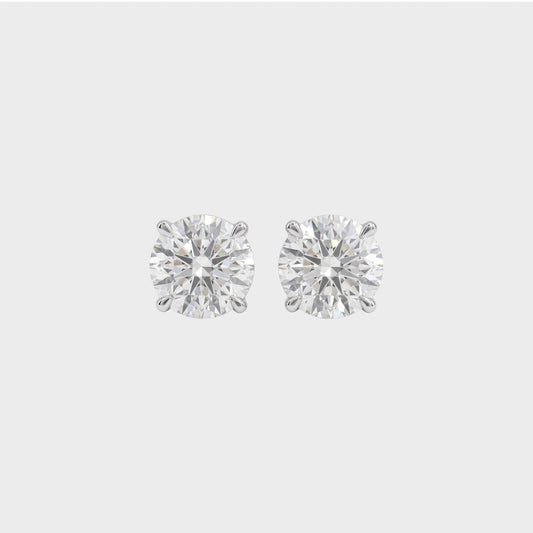 Natural Round Solitaire Stud Earrings