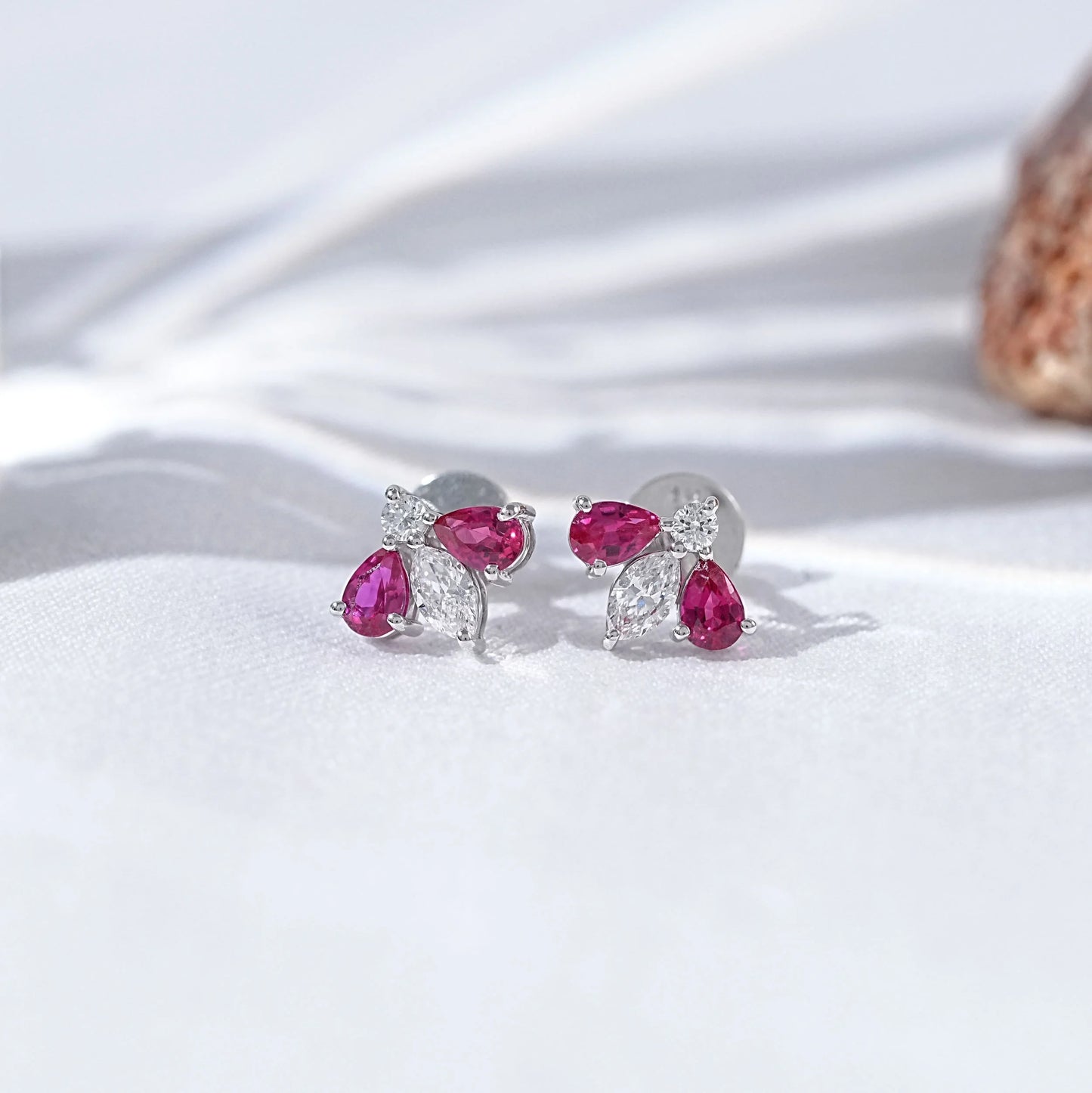 Ruby Pear And Marquise Lab Diamond stud Earrings