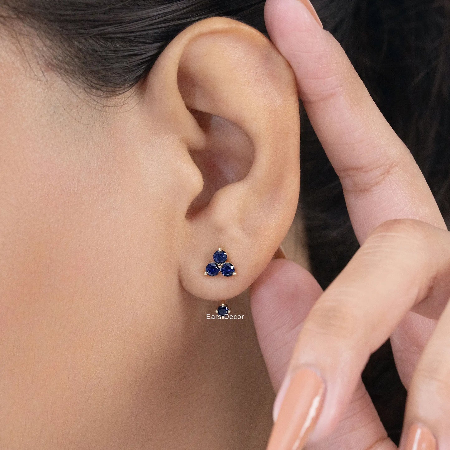 Blue Sapphire Ear Jacket Earring