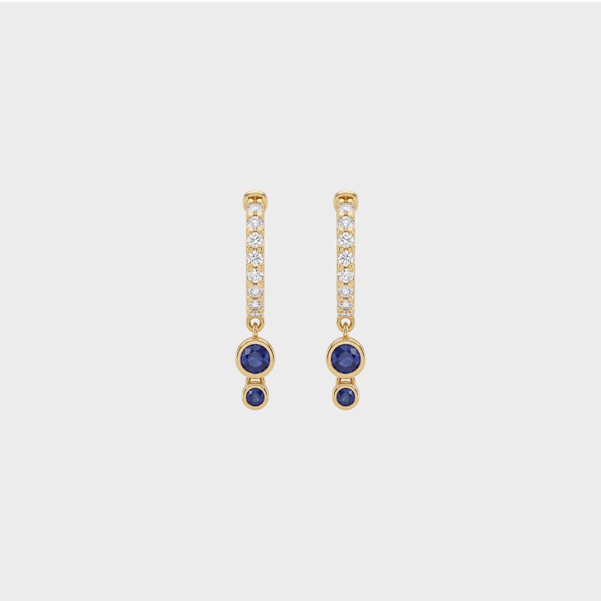 Sapphire Round Gemstone Dangle Huggie Earrings
