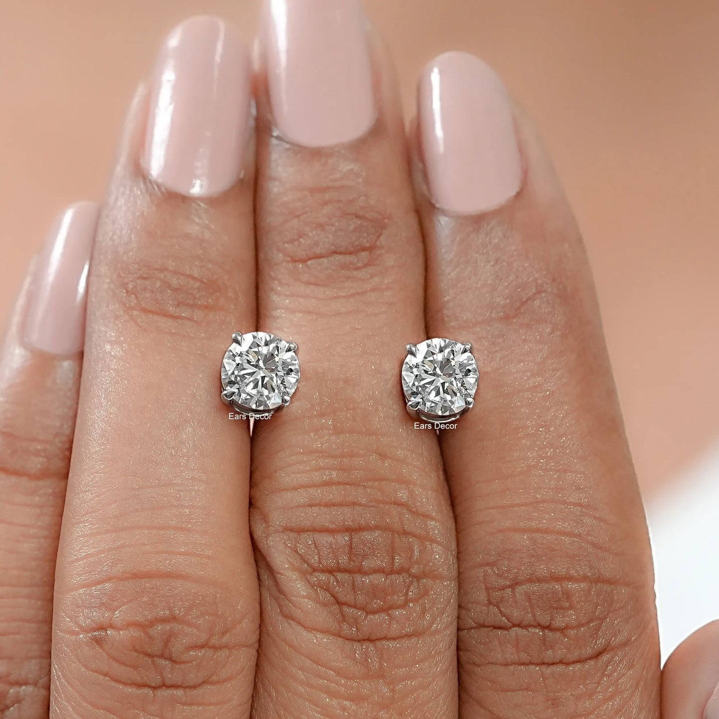 Round Cut Lab Grown Diamond Solitaire Stud Earrings