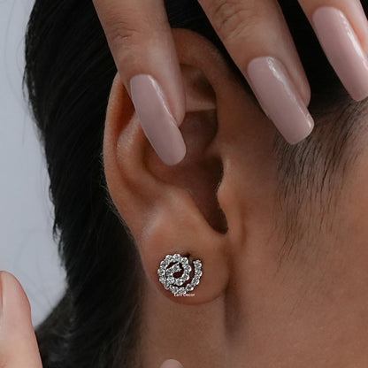 Round Cut Lab Grown Diamond Spiral Earrings