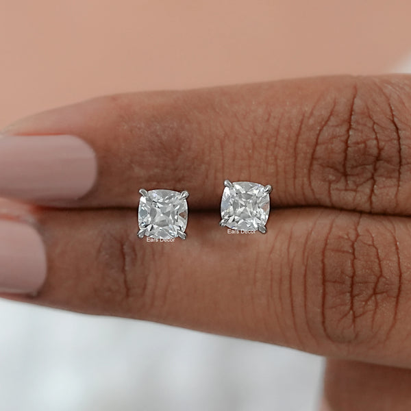 Square Old Mine Cushion Lab Diamond Stud Earrings