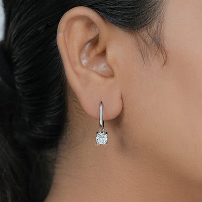 Square Old Mine Cushion Lab Diamond Dangle Earrings