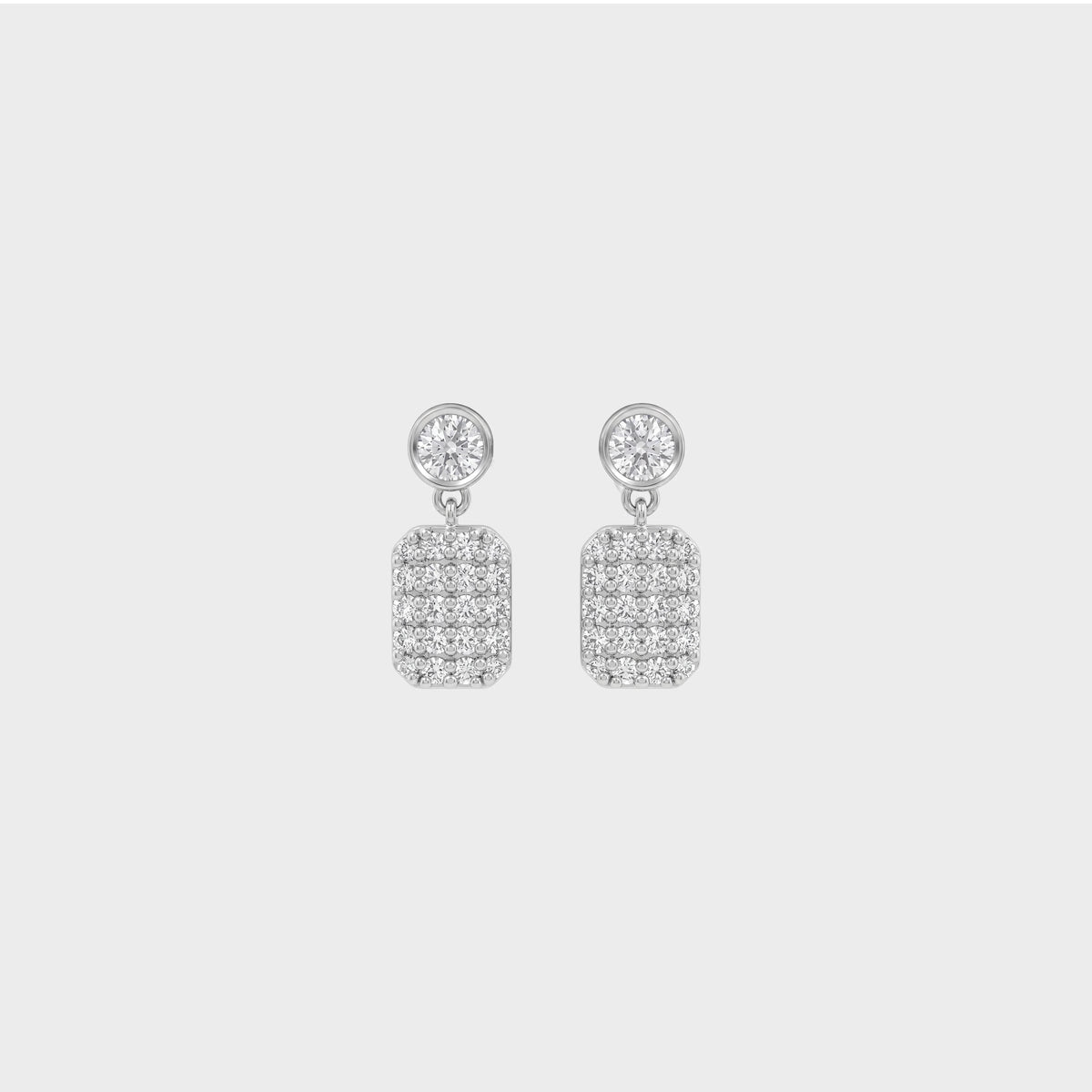 Square Cluster Round Lab Diamond Dangle Earring