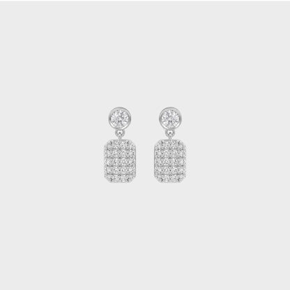 Square Cluster Round Lab Diamond Dangle Earring