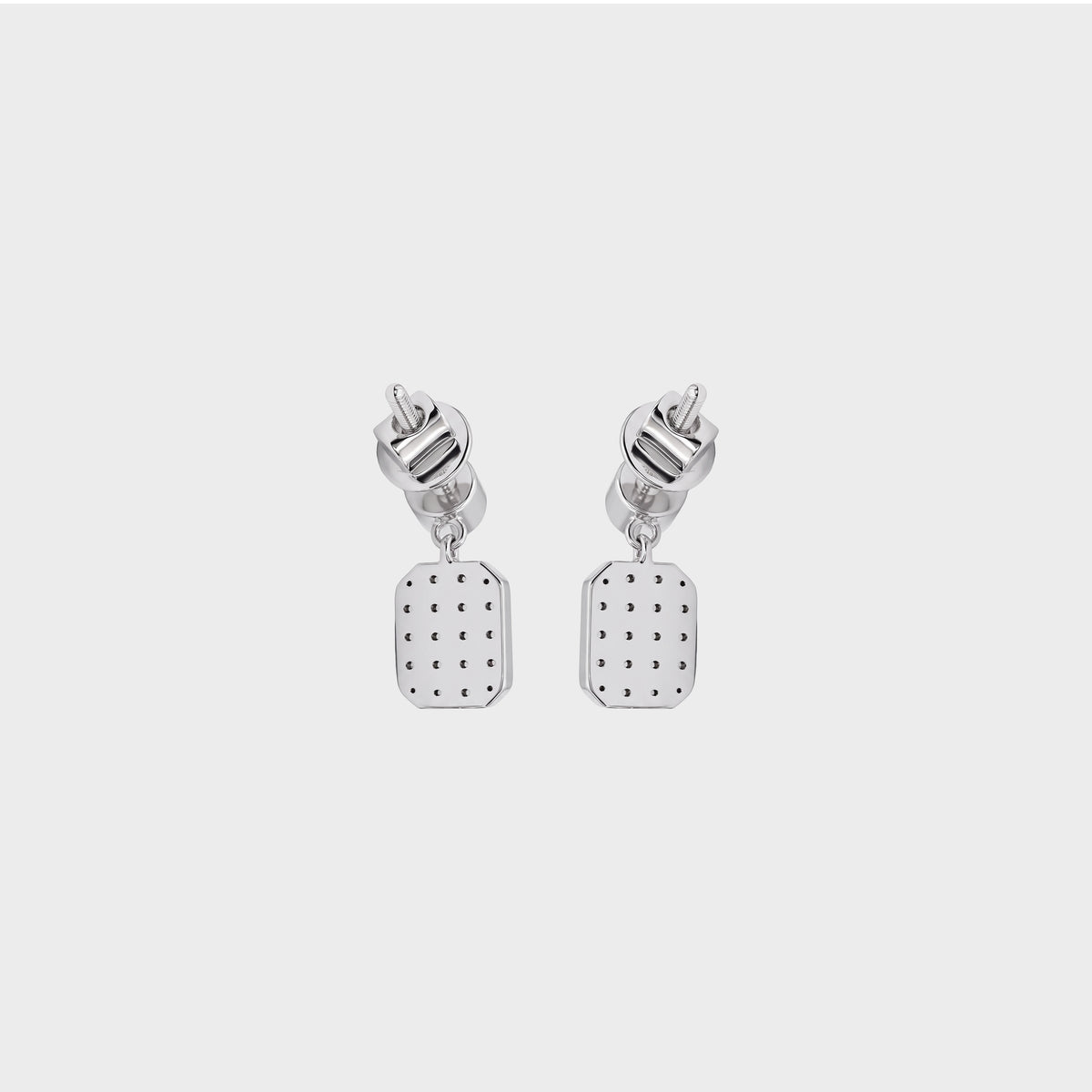 Square Cluster Round Lab Diamond Dangle Earring