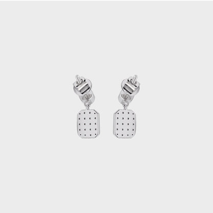 Square Cluster Round Lab Diamond Dangle Earring