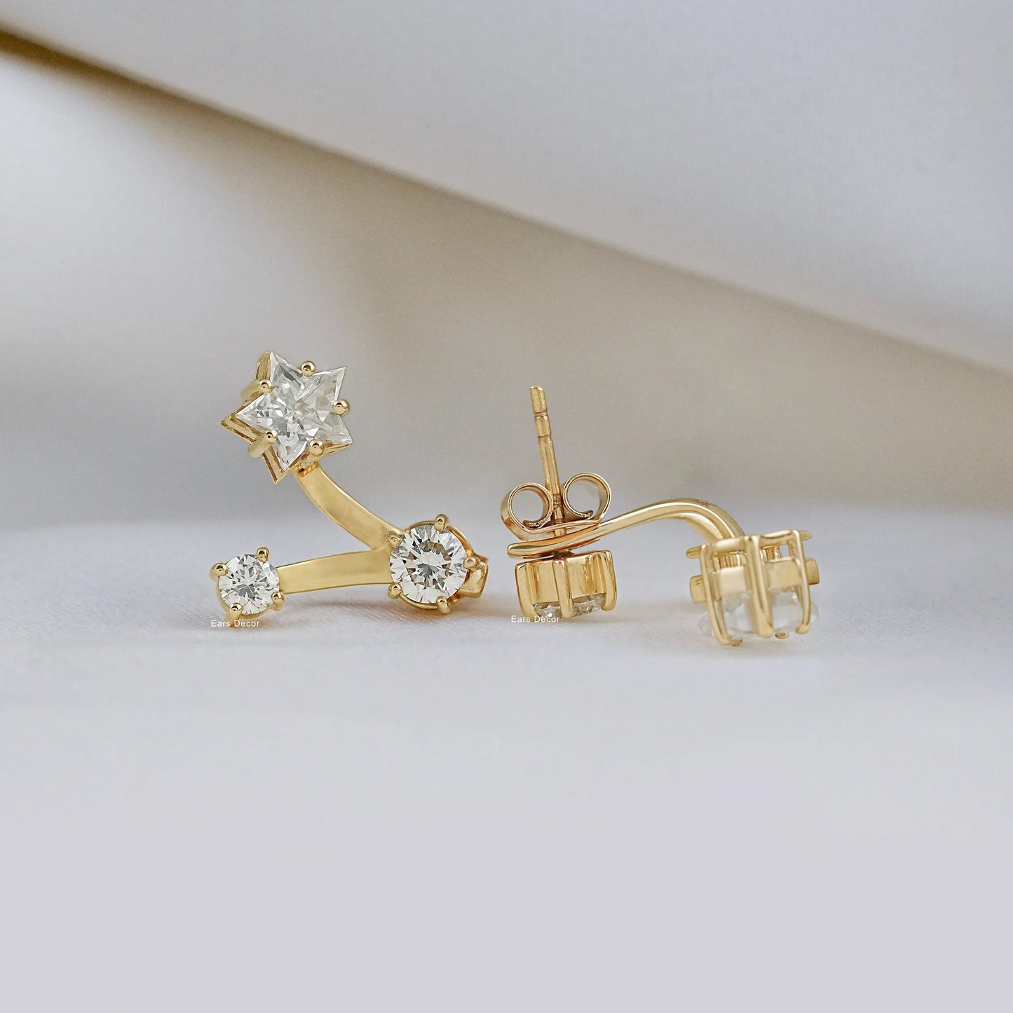 Star Cut Ear Jacket Stud Earring