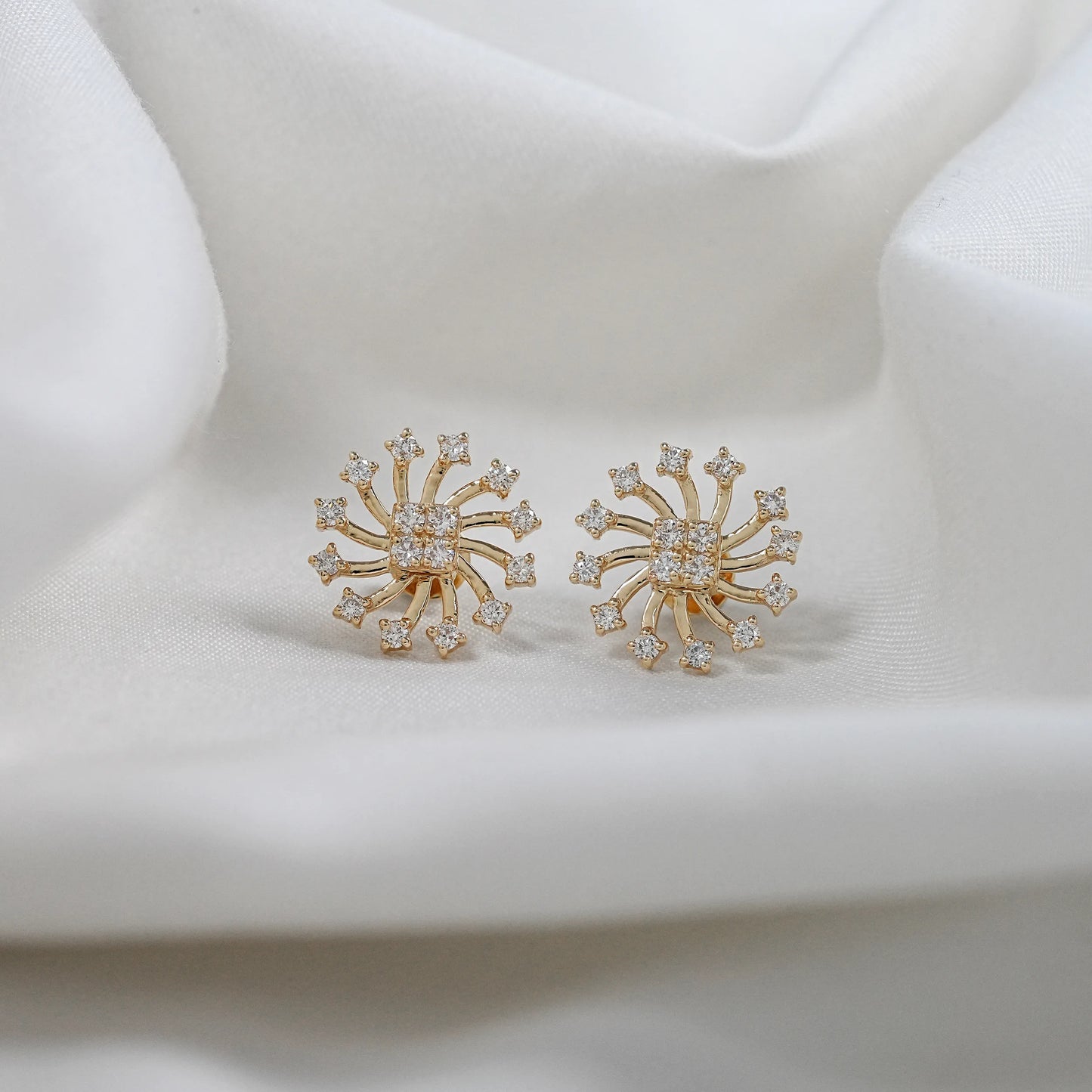 Earth - Mined Round Diamond Cluster Stud Earrings