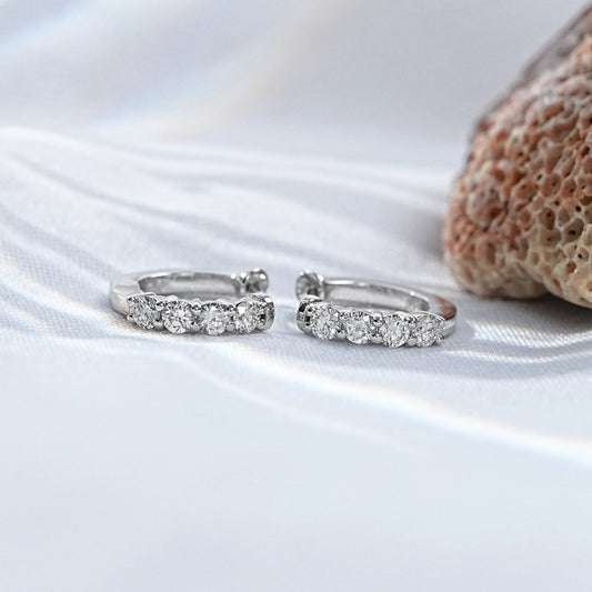 Round Cut Lab Diamond Dainty Hoop Earrings