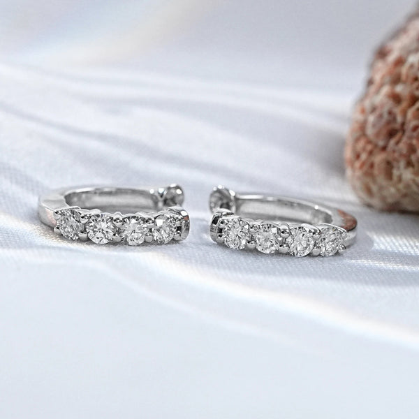 Round Cut Lab Diamond Dainty Hoop Earrings