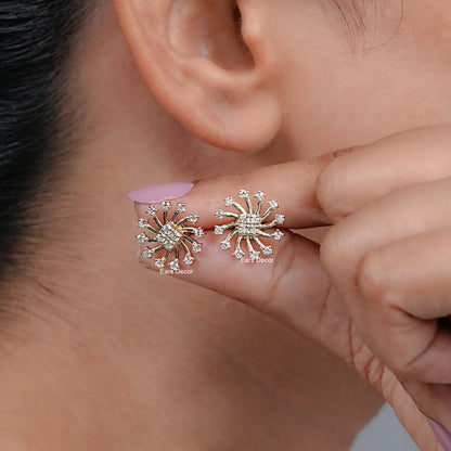 Earth - Mined Round Diamond Cluster Stud Earrings