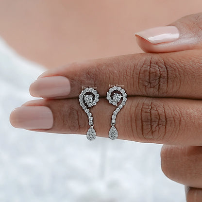 Round Natural Diamond Swirl Dangle Earrings