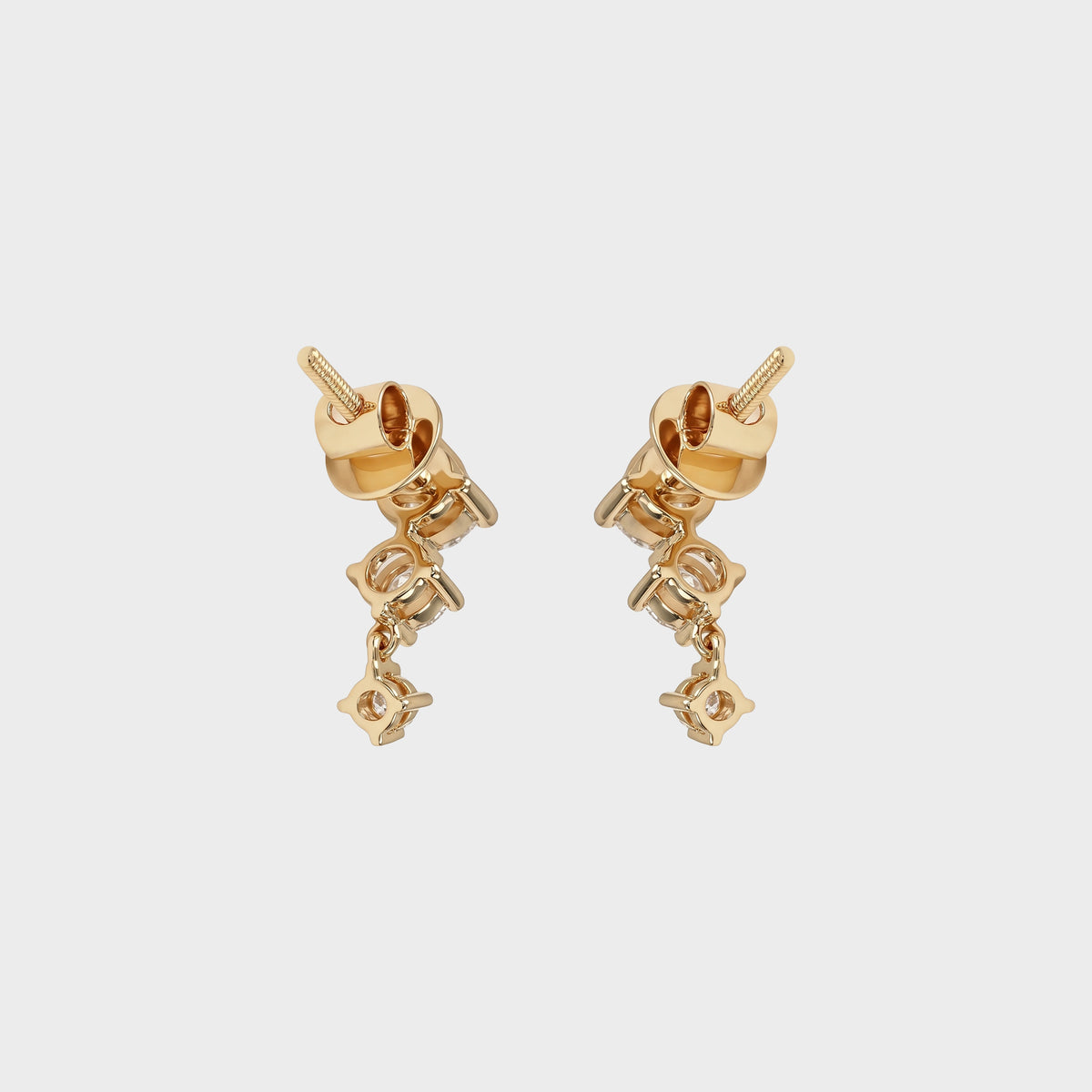 Three Stone Round Cut Drop Earrings