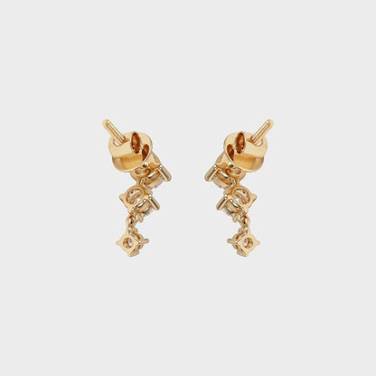Three Stone Round Cut Drop Earrings