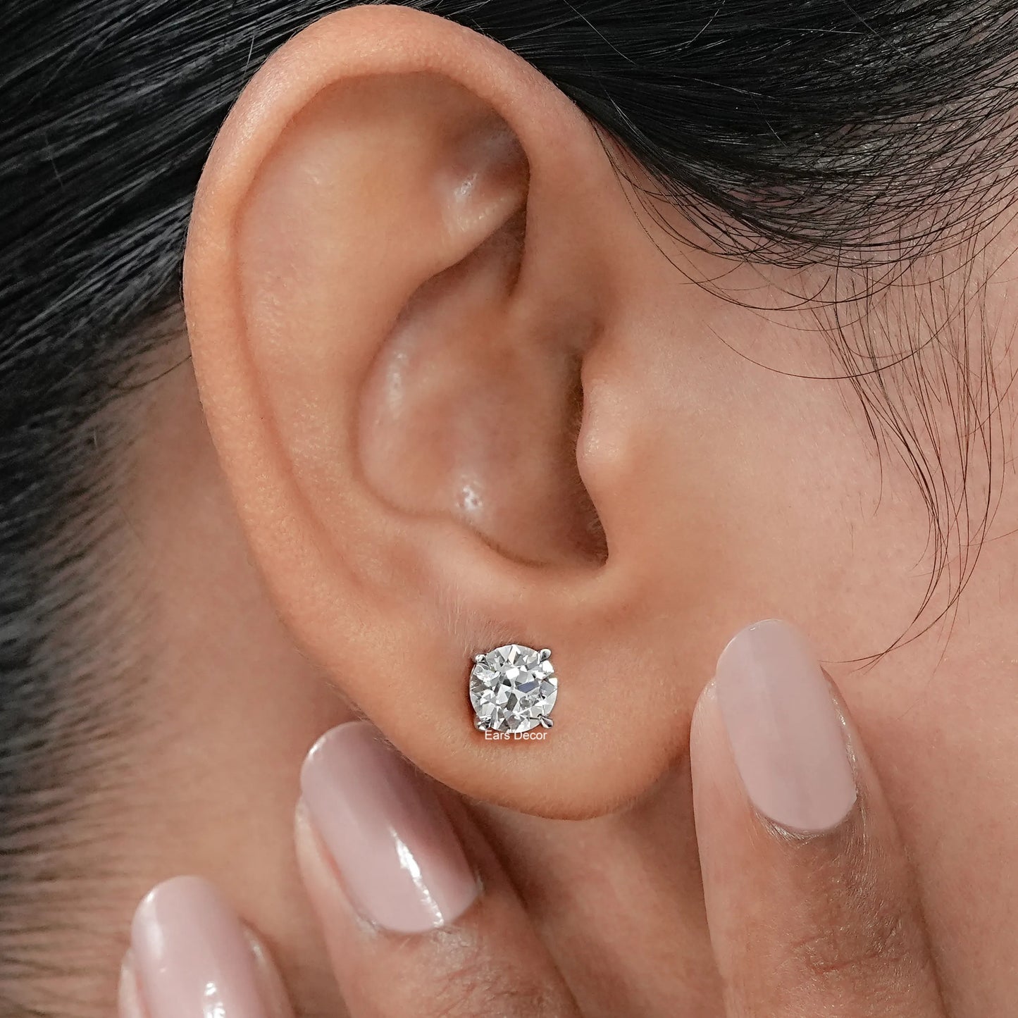 2.00 TCW OEC Round Lab Diamond Solitaire Stud Earrings