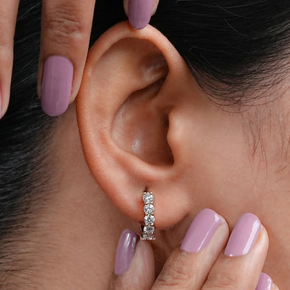 Natural Round Five Stone Hoop Earrings