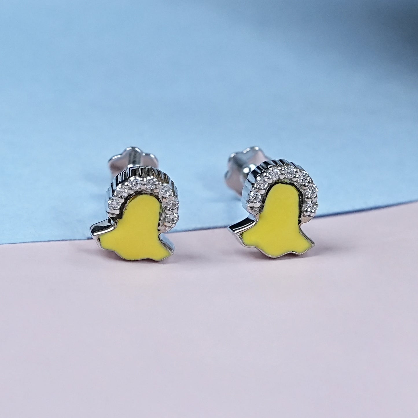 Round Cut Diamond Snapchat Shape Earrings