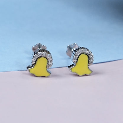 Round Cut Diamond Snapchat Shape Earrings