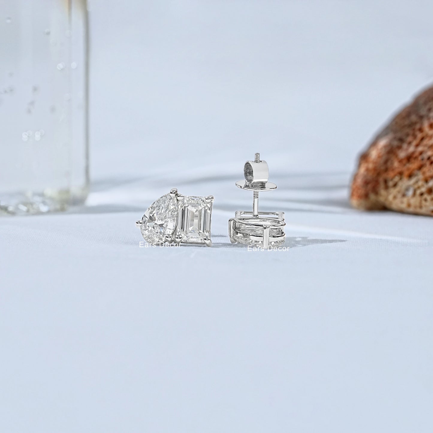 Toi Et Moi Pear And Emerald Diamond Stud Earrings