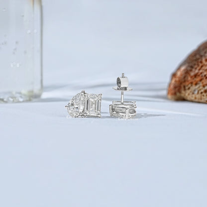 Toi Et Moi Pear And Emerald Diamond Stud Earrings