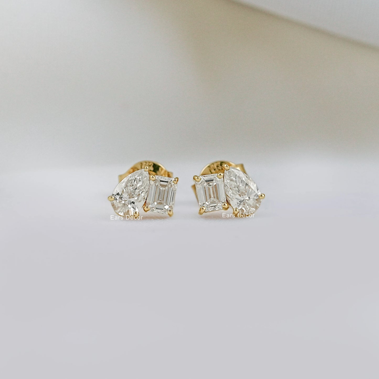 Two Stone Lab Grown Diamond Stud Earring