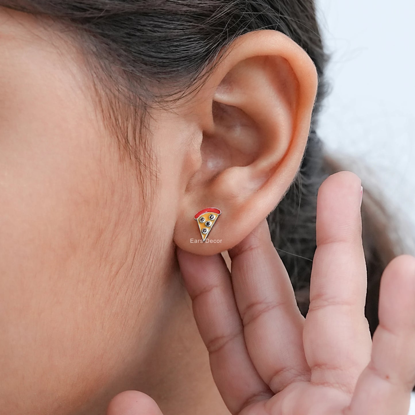Pizza Slice Gemstone Stud Earrings