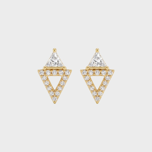 Open Triangle Lab Diamond  Stud Earrings