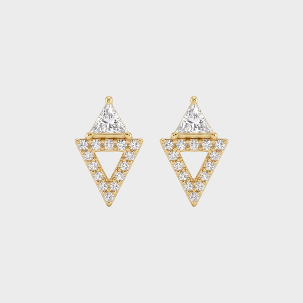 Open Triangle Lab Diamond  Stud Earrings
