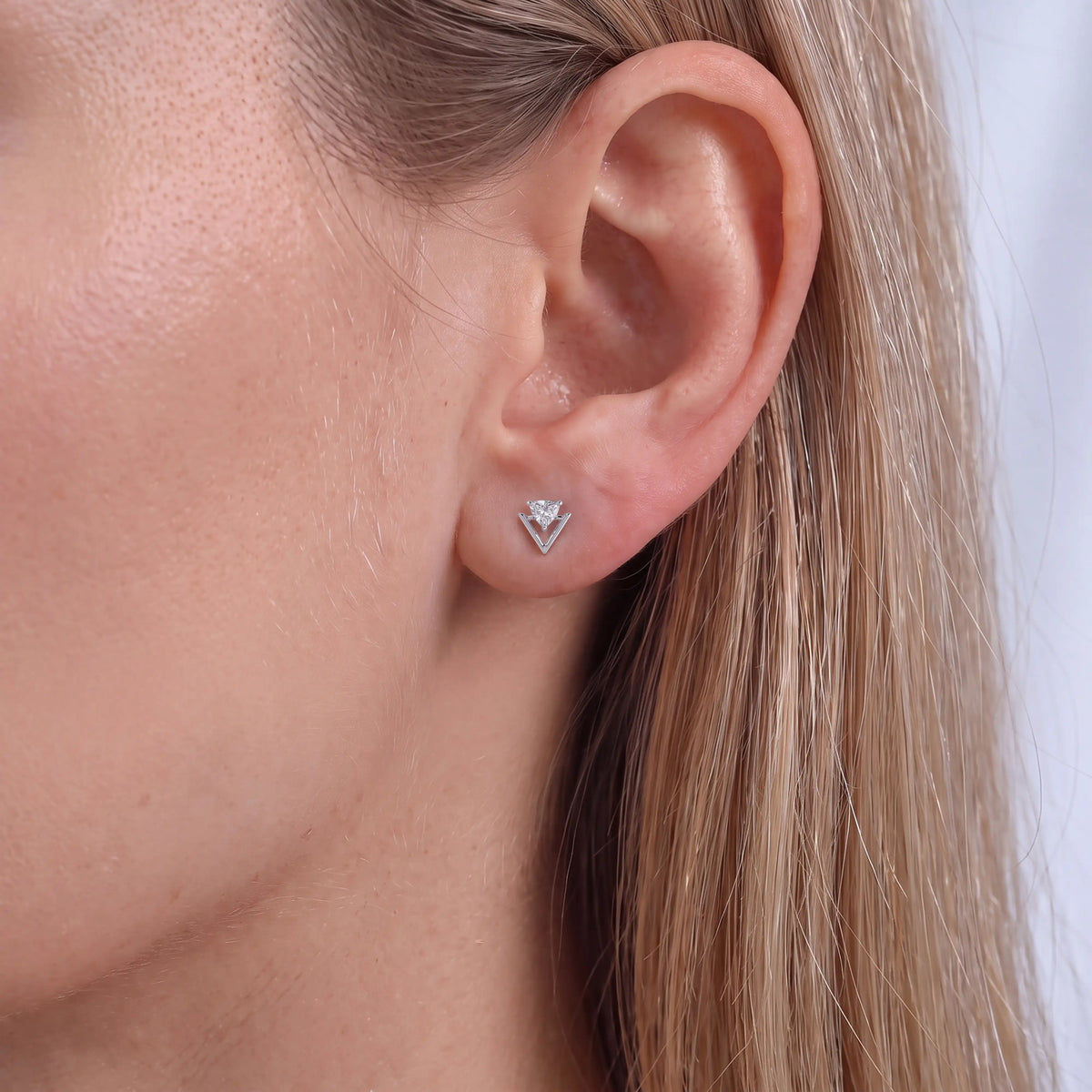 Trillion Cut Lab Diamond Stud