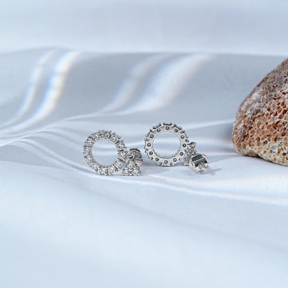 Round Lab Diamond Open Circle Stud Earrings
